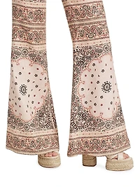 Belted Flared Linen Pants