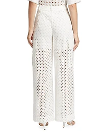 Matchmaker Wide-Leg Cotton Eyelet Pants