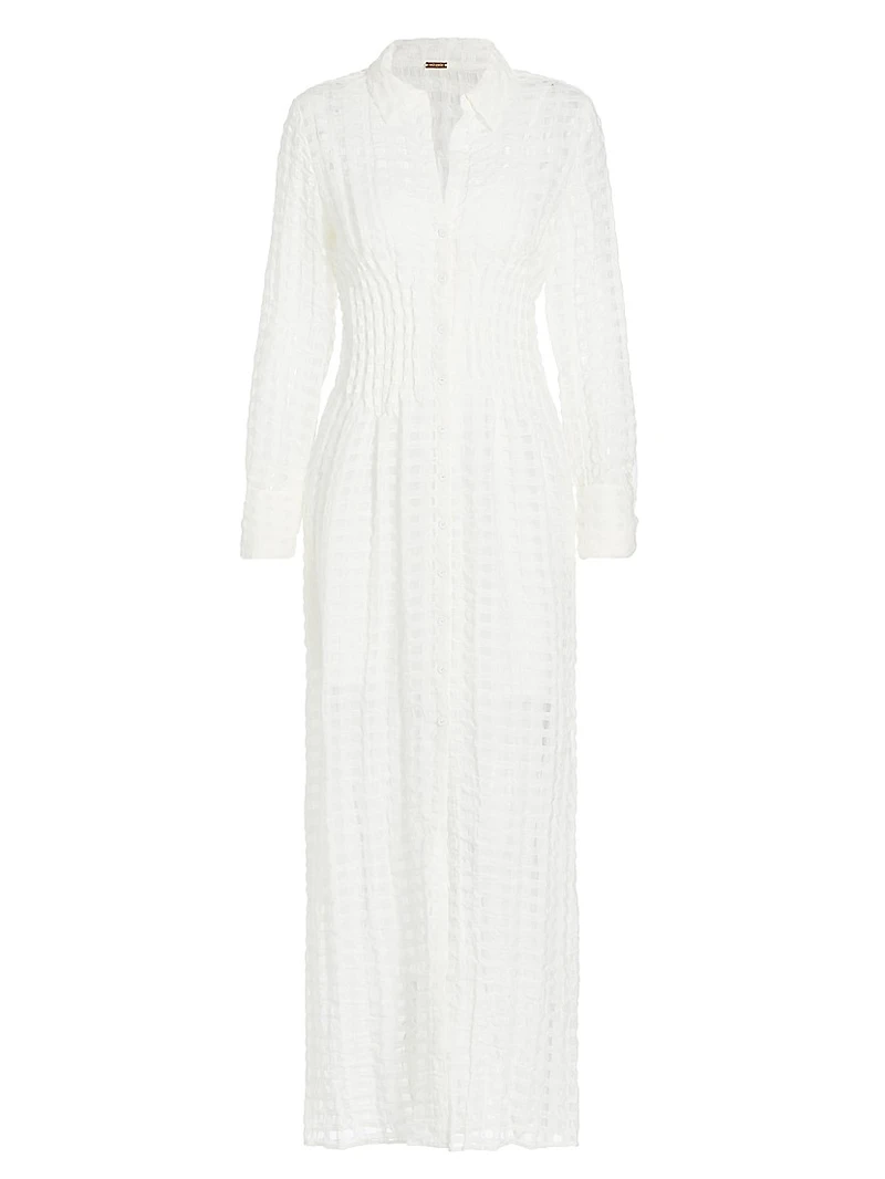 Pernille Linen-Blend Checkered Maxi Dress