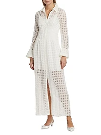Pernille Linen-Blend Checkered Maxi Dress