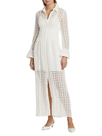 Pernille Linen-Blend Checkered Maxi Dress
