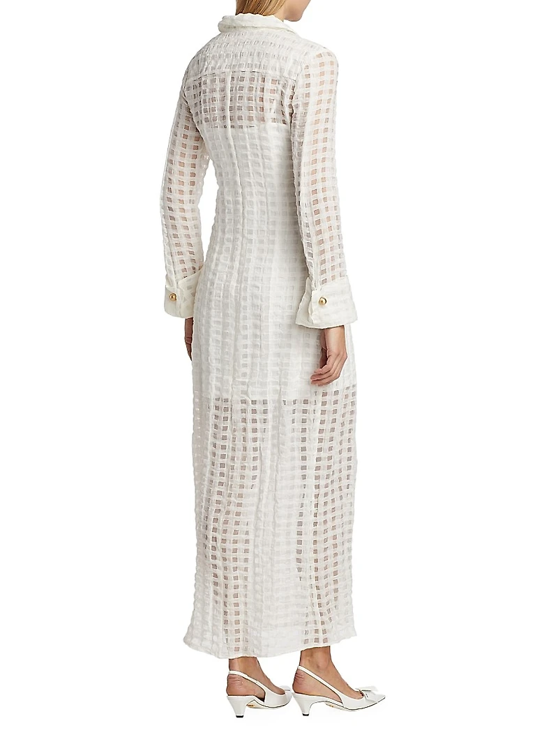 Pernille Linen-Blend Checkered Maxi Dress