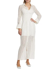 Pernille Linen-Blend Checkered Maxi Dress