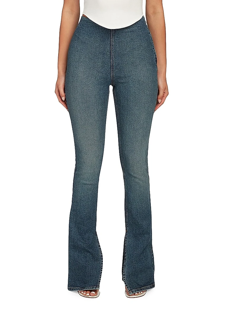 Split Boot-Cut Denim Leggings