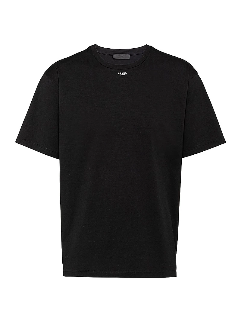 Stretch Cotton T-Shirt with Logo