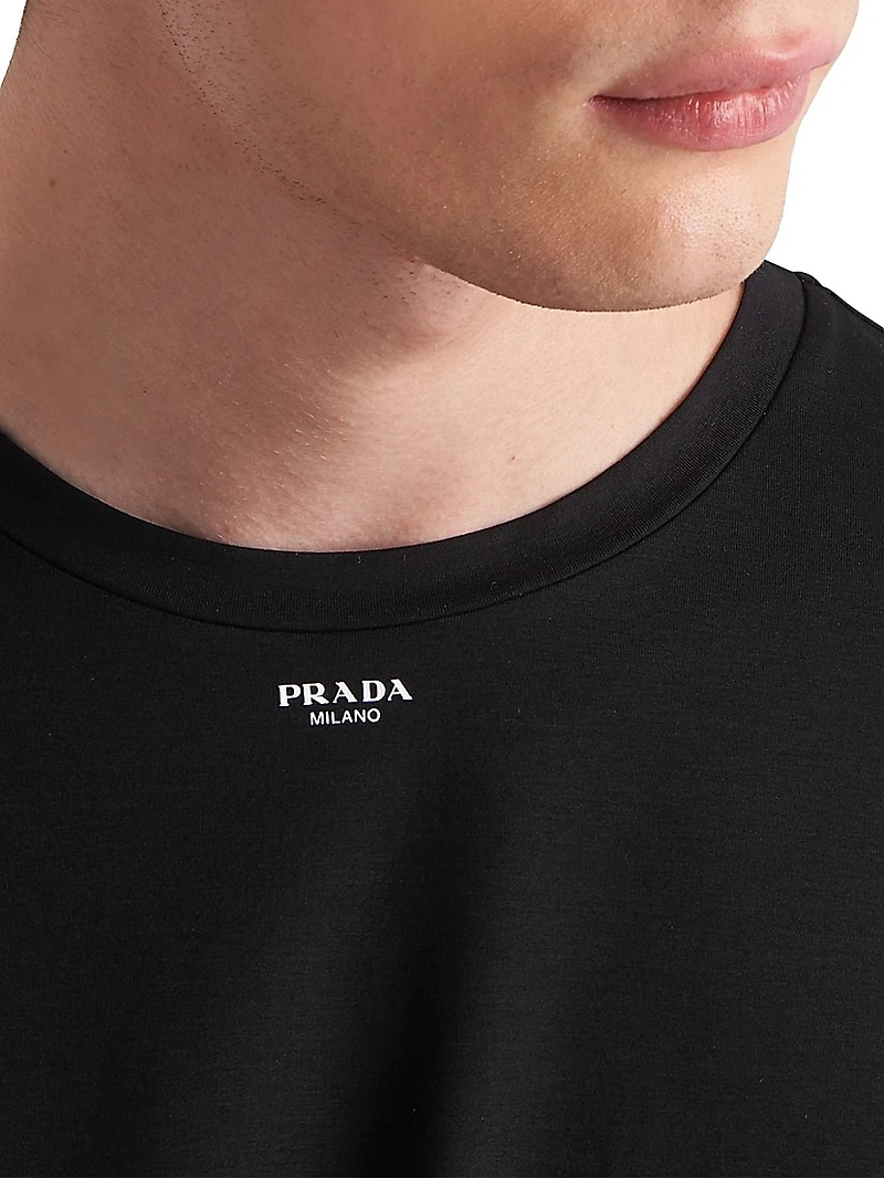 Stretch Cotton T-Shirt with Logo