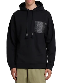 Leather Pocket Relaxed-Fit Hoodie