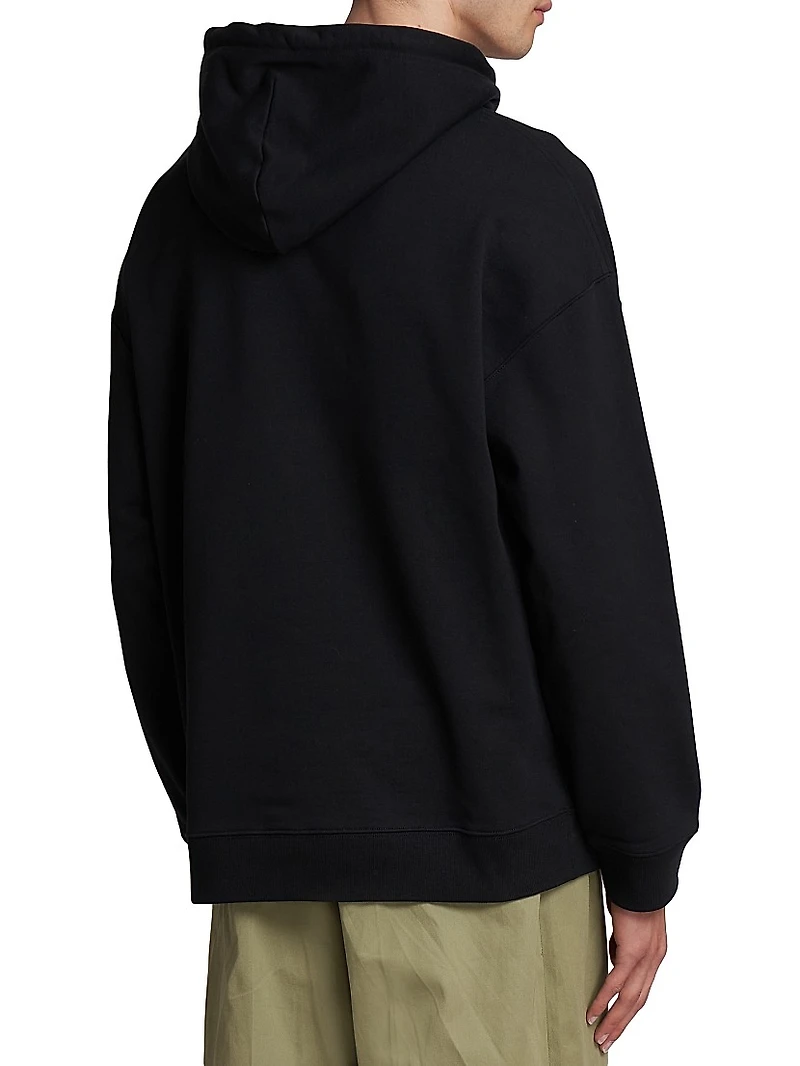 Leather Pocket Relaxed-Fit Hoodie