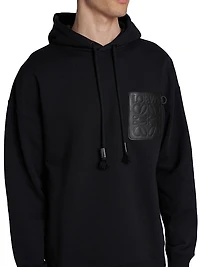 Leather Pocket Relaxed-Fit Hoodie