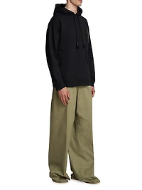 Leather Pocket Relaxed-Fit Hoodie