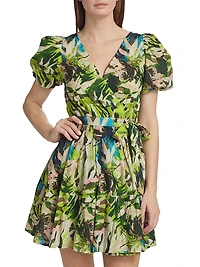 Ana Cotton-Blend Wrap Minidress