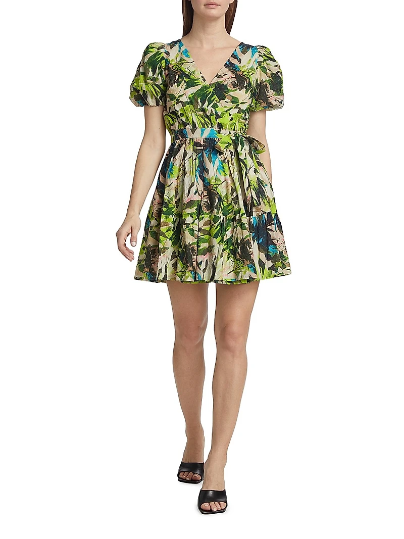 Ana Cotton-Blend Wrap Minidress