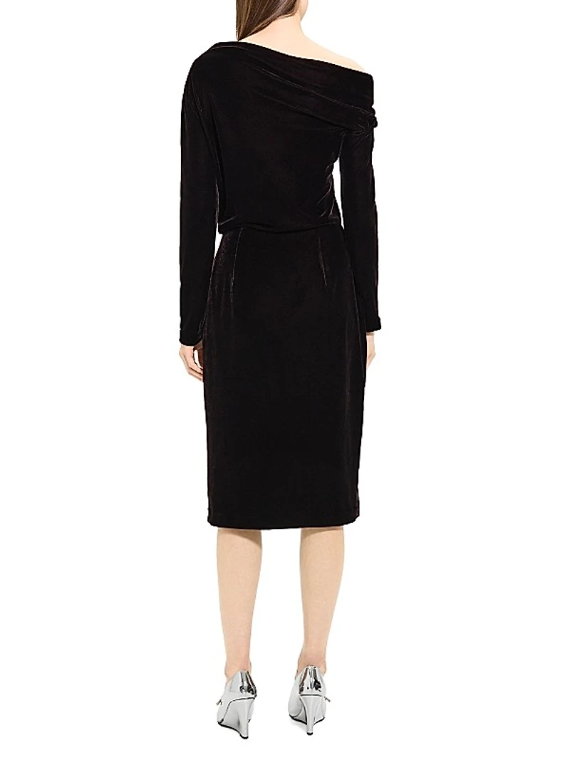 Off-The-Shoulder Velvet Midi-Dress