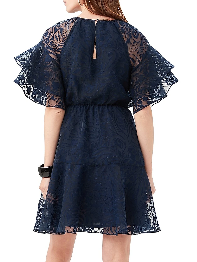Ferry Ruffle-Sleeve Lace Minidress
