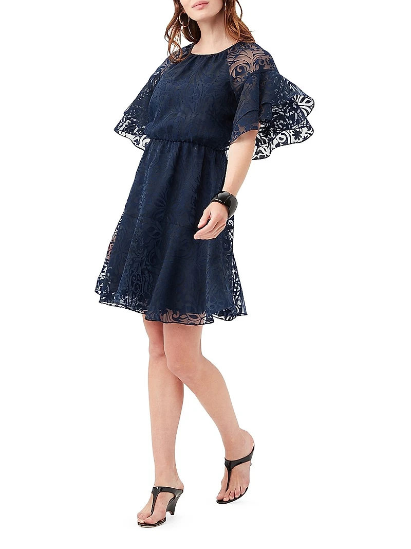 Ferry Ruffle-Sleeve Lace Minidress