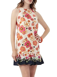 Berry Floral Ruffle-Hem Minidress