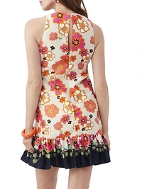Berry Floral Ruffle-Hem Minidress