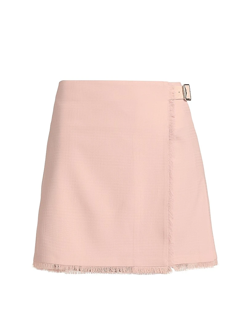 Giu Fringed Wool Wrap Miniskirt