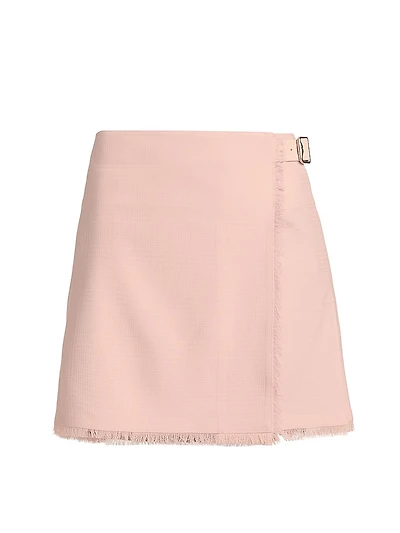 Giu Fringed Wool Wrap Miniskirt
