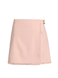 Giu Fringed Wool Wrap Miniskirt