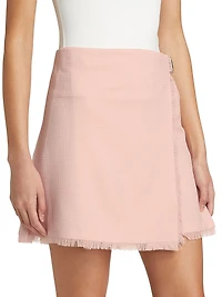 Giu Fringed Wool Wrap Miniskirt