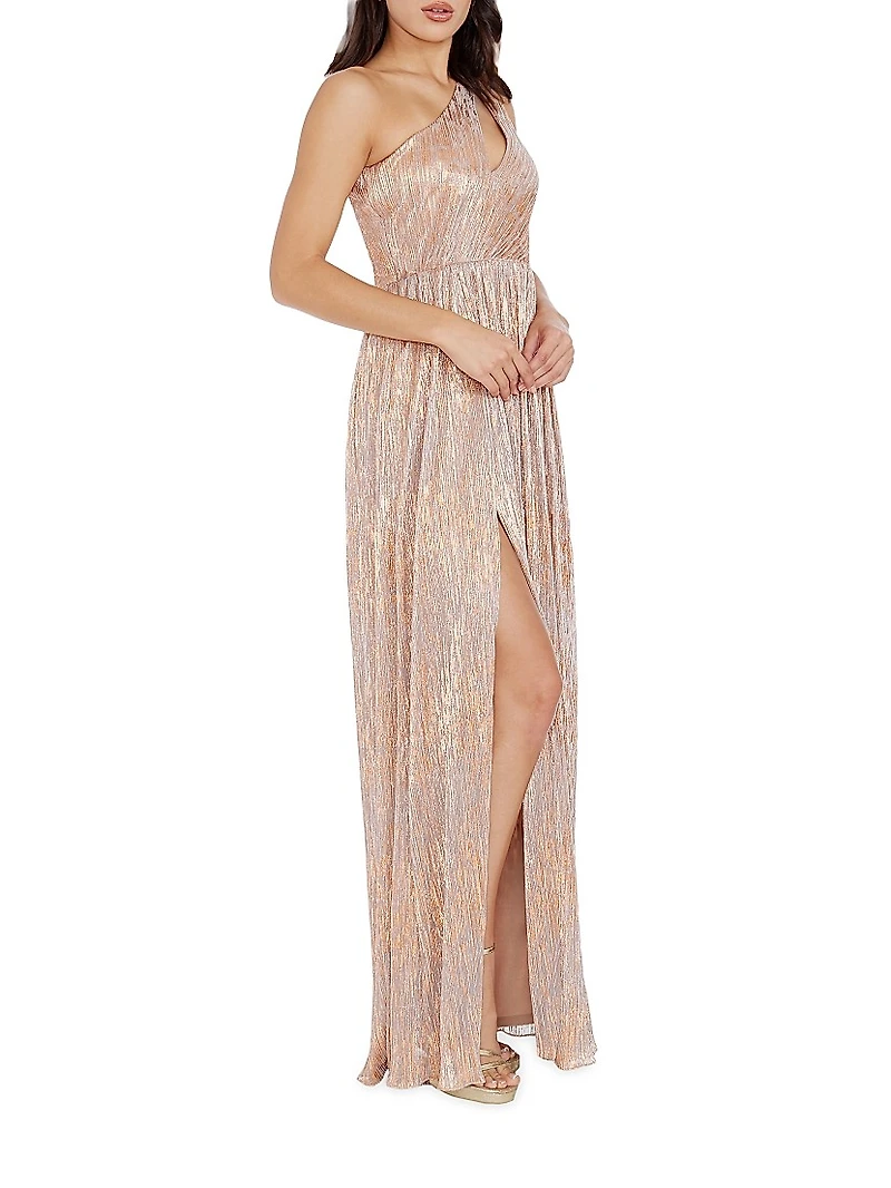 Kienna Metallic One-Shoulder Gown