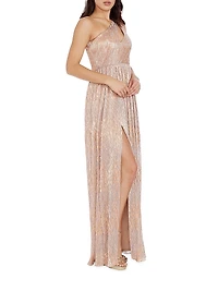 Kienna Metallic One-Shoulder Gown