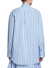 Stripe Cotton Peplum Drap Shirt