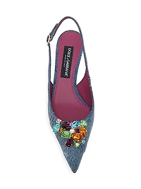 Jewel Denim Slingback Pumps