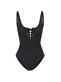 Taylor Lace-Up One-Piece Swimsuit