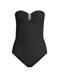 Lisa Ruched Bandeau One-Piece Swimsuit