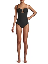 Lisa Ruched Bandeau One-Piece Swimsuit