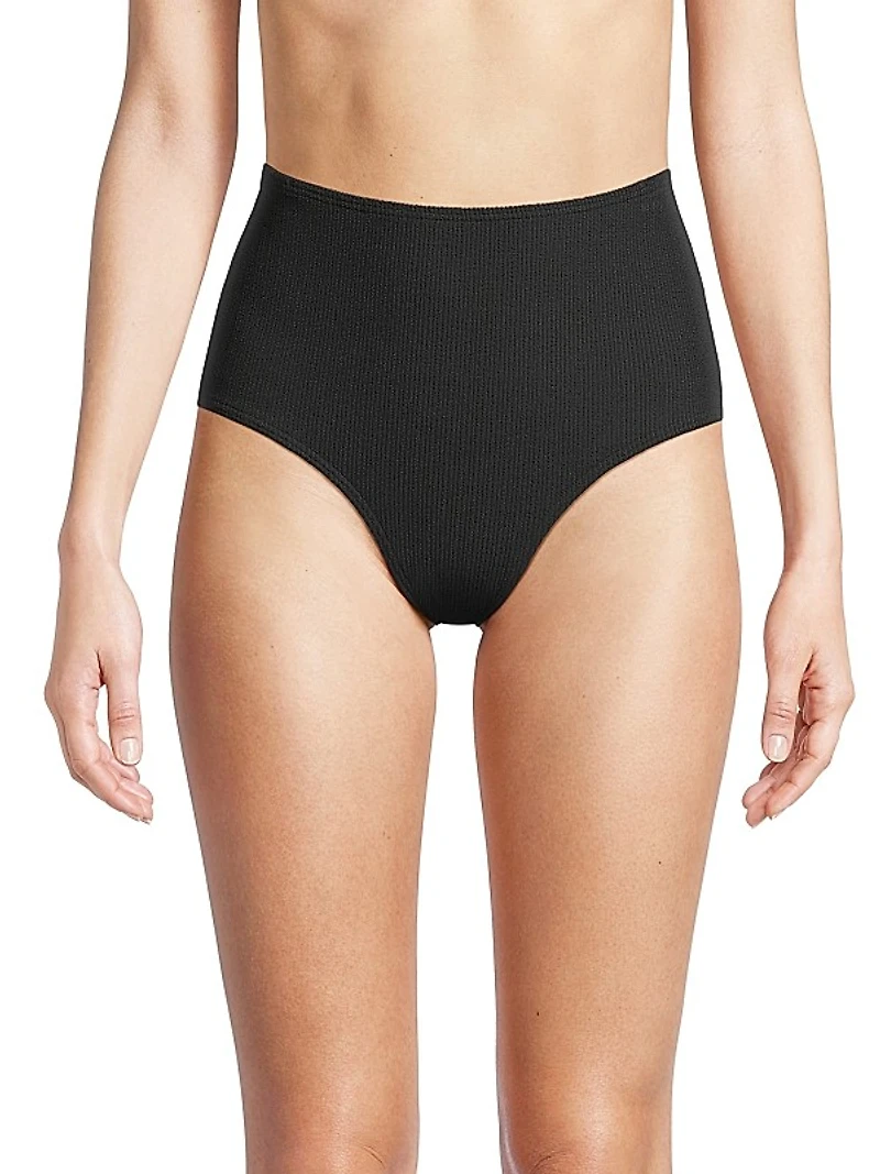 Textured High-Rise Bikini Bottom