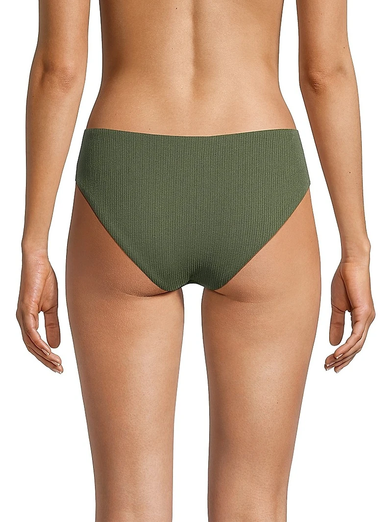 Ring Trim Textured Bikini Bottom
