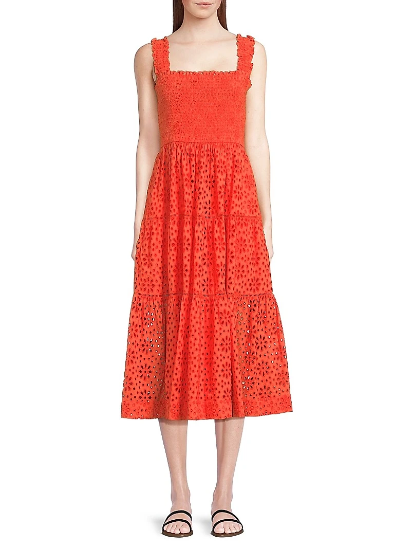 Kristen Cotton Eyelet Midi-Dress
