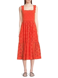Kristen Cotton Eyelet Midi-Dress