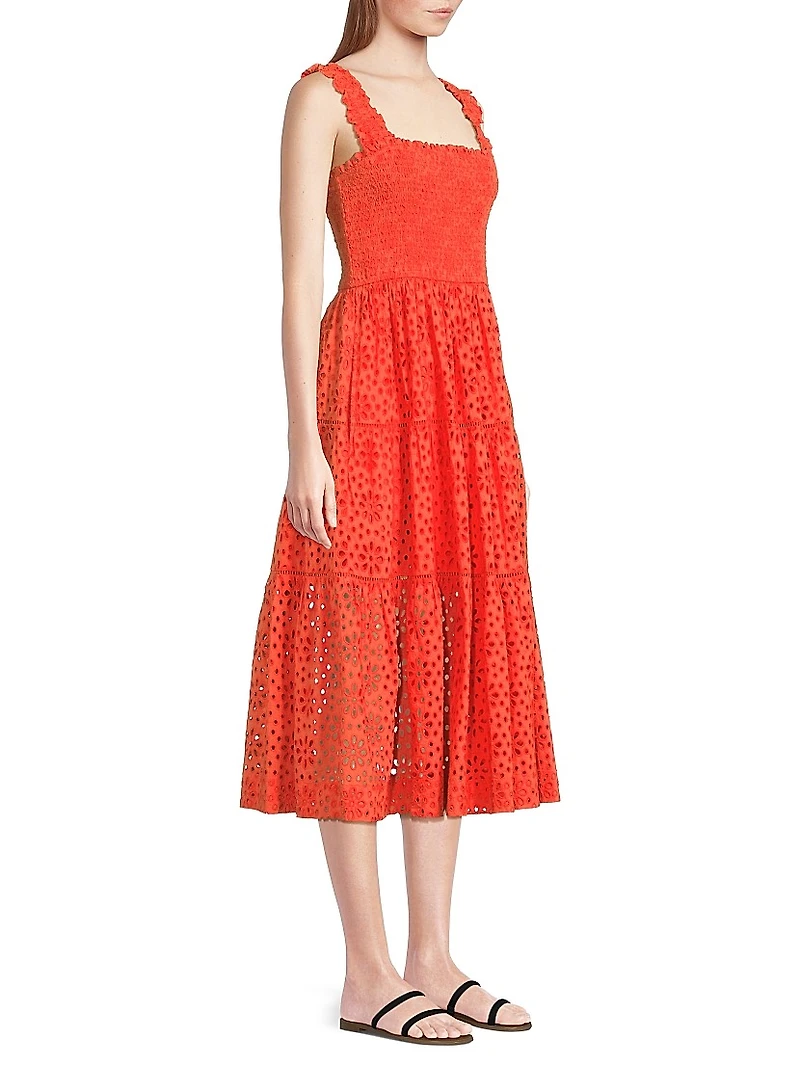 Kristen Cotton Eyelet Midi-Dress