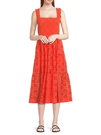 Kristen Cotton Eyelet Midi-Dress