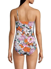 Kara Floral One-Shoulder Ring One-Piece Swimsuit