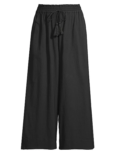 Brooke Wide-Leg Cotton Drawstring Pants