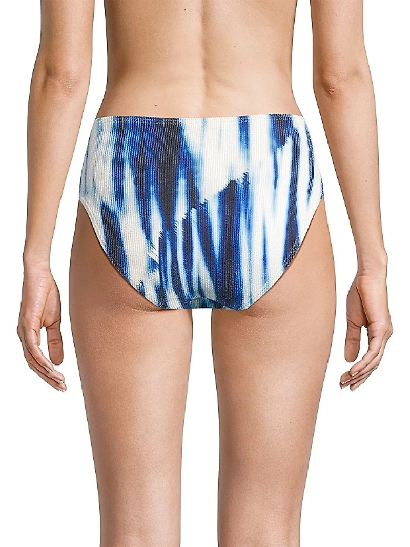 Abstract-Print Textured Bikini Bottom