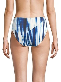 Abstract-Print Textured Bikini Bottom