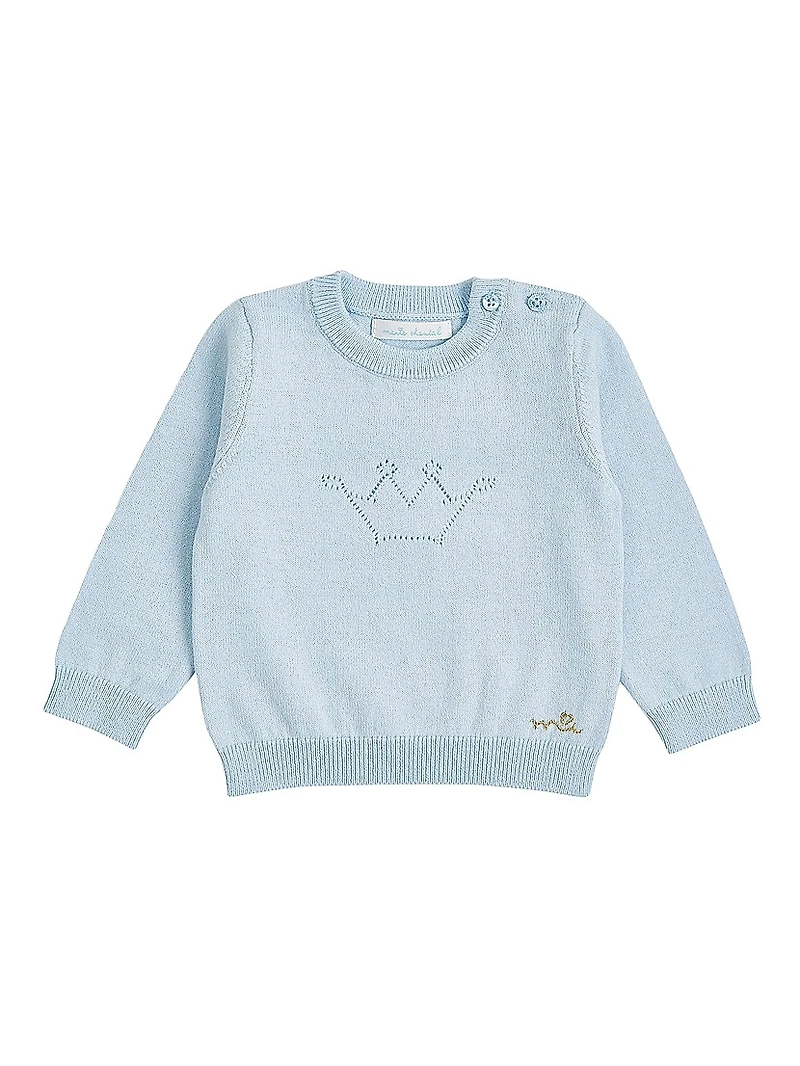 Baby Girl's Pointelle Crown Knit Set
