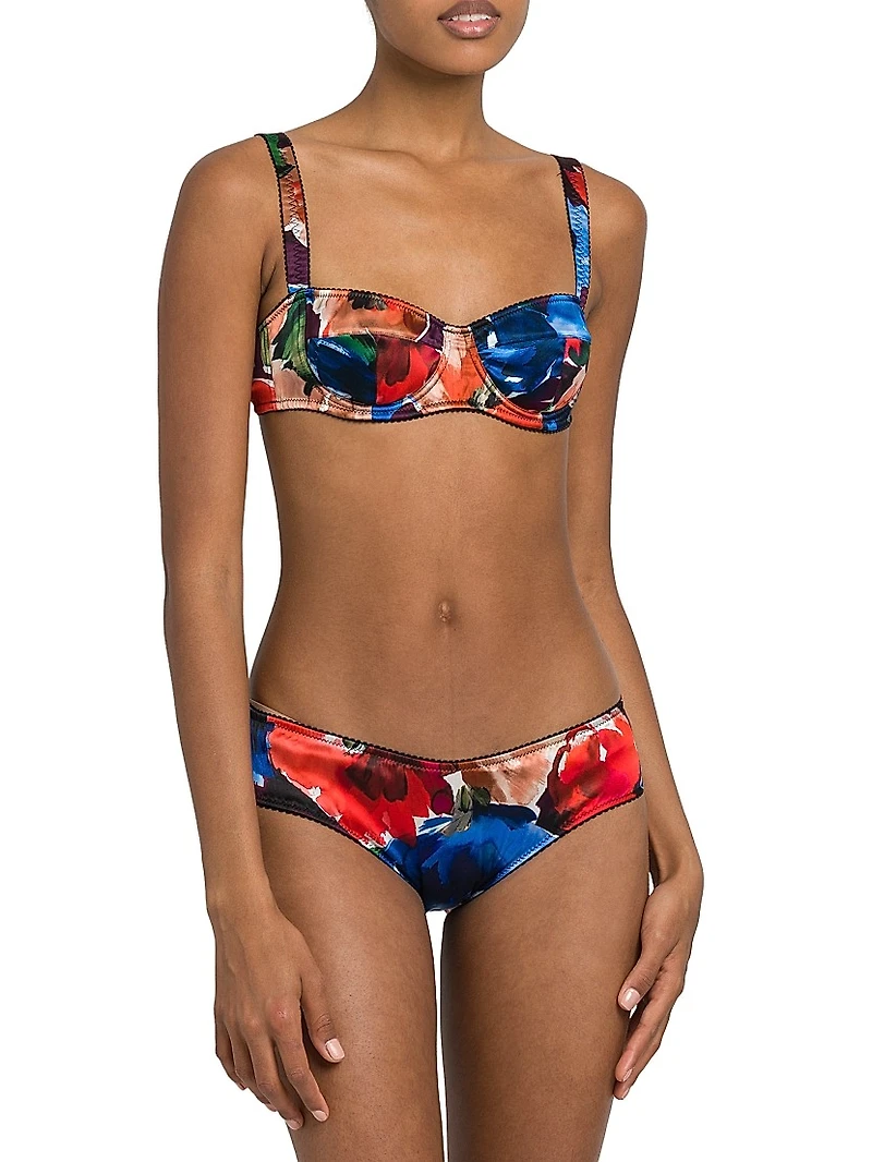 Floral Silk-Blend Underwire Bra