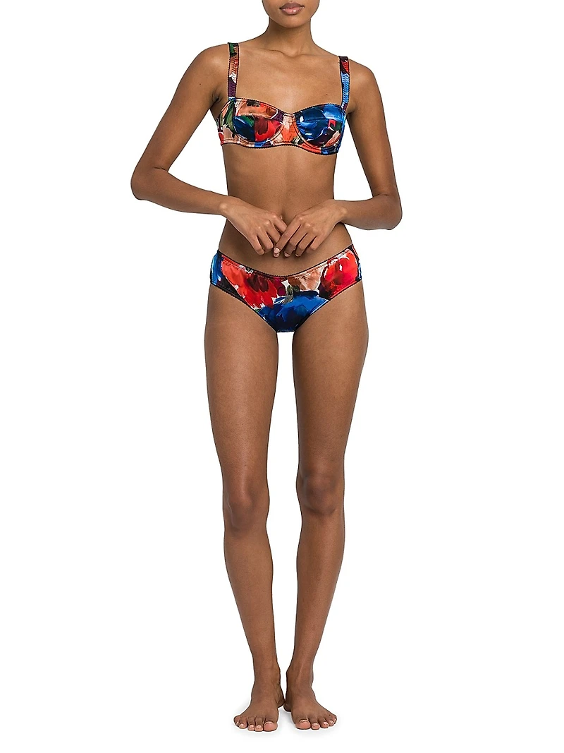 Floral Silk-Blend Underwire Bra