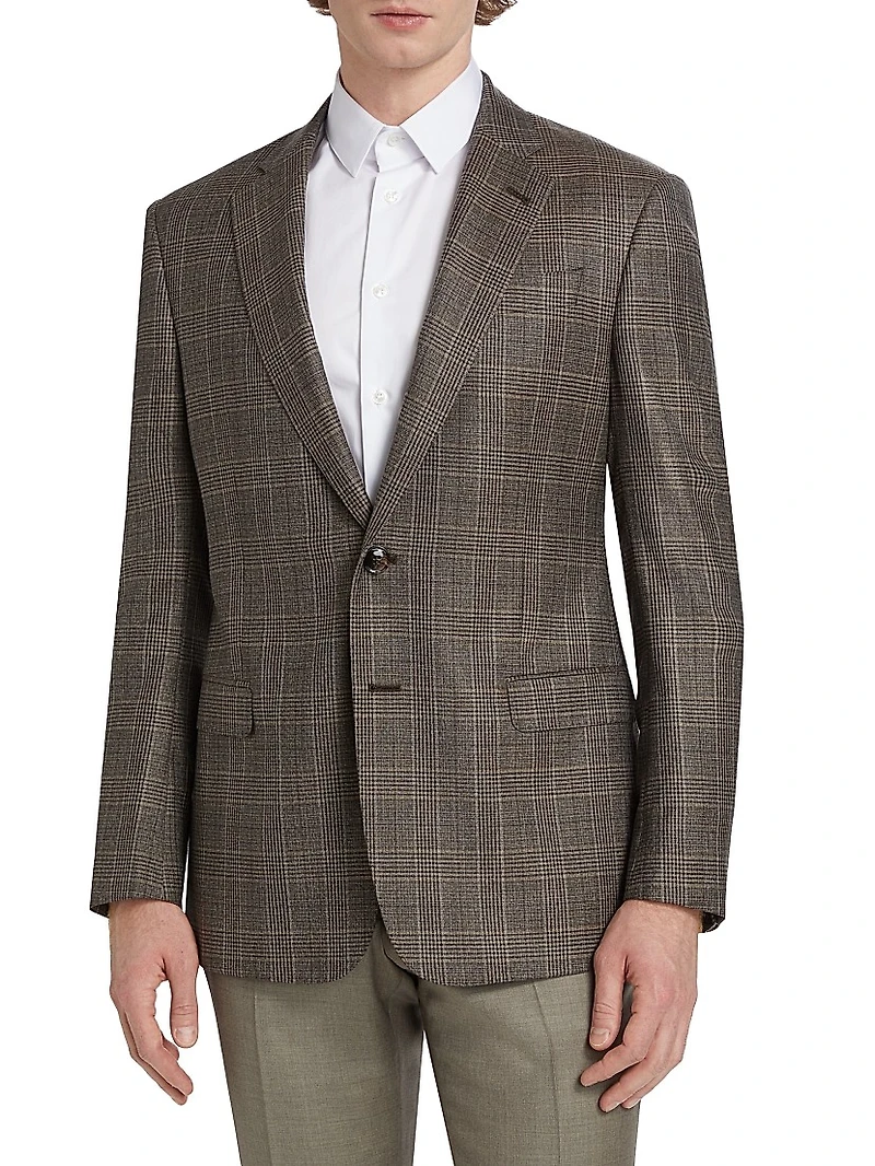 Plaid Wool Two-Button Sport Coat