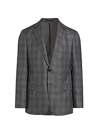 Plaid Wool & Silk-Blend Two-Button Sport Coat