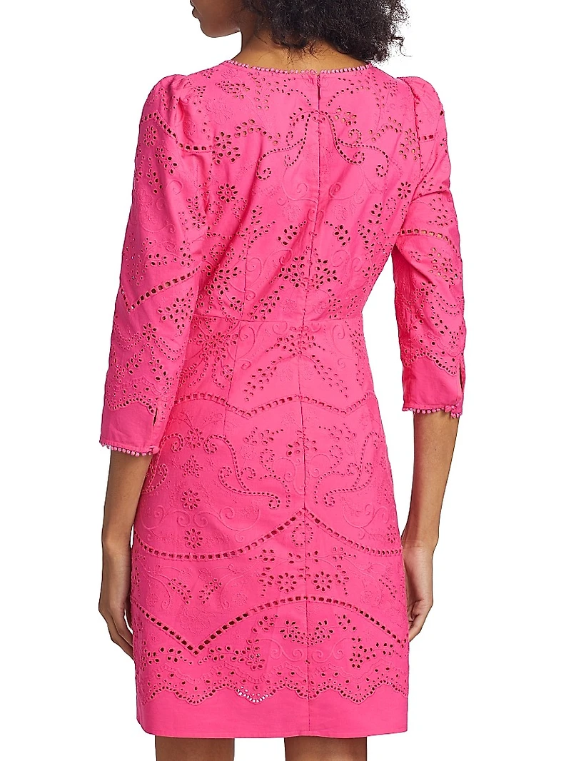 Marchesa Rosa Anise Cotton Eyelet Minidress
