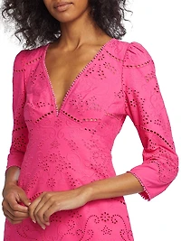 Marchesa Rosa Anise Cotton Eyelet Minidress