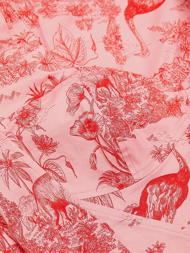 Marchesa Rosa Daylily Cotton-Blend Midi-Dress